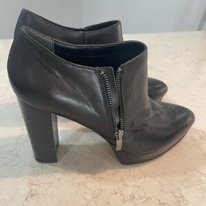 Franco Sarto Ankle Booties - Black Leather - Size 10